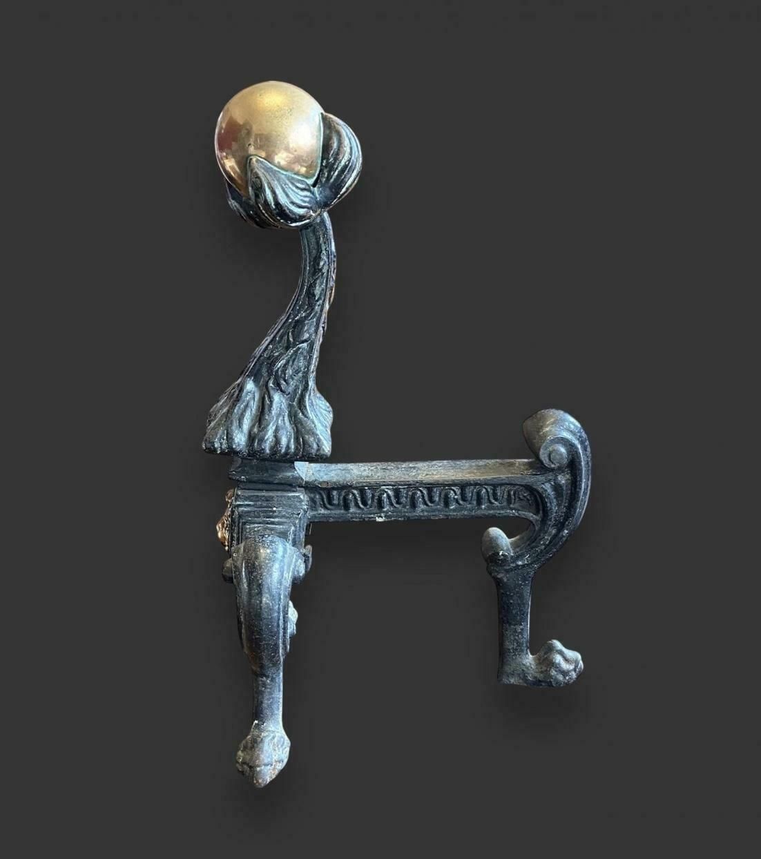 Large Victorian Andirons, 1800s photo furniture