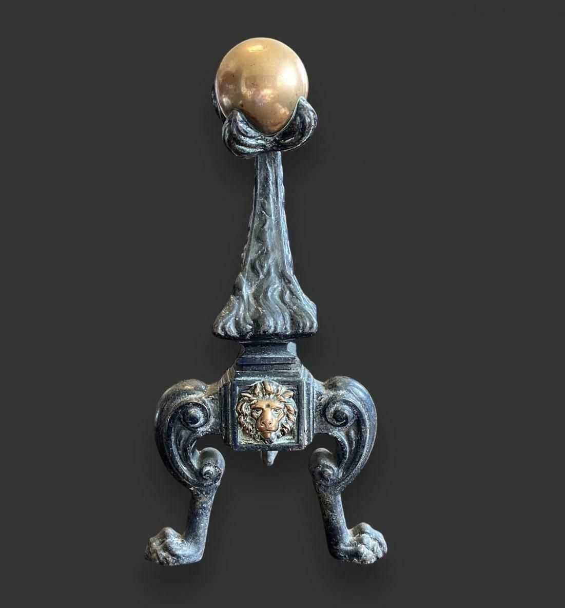 Large Victorian Andirons, 1800s photo for sale