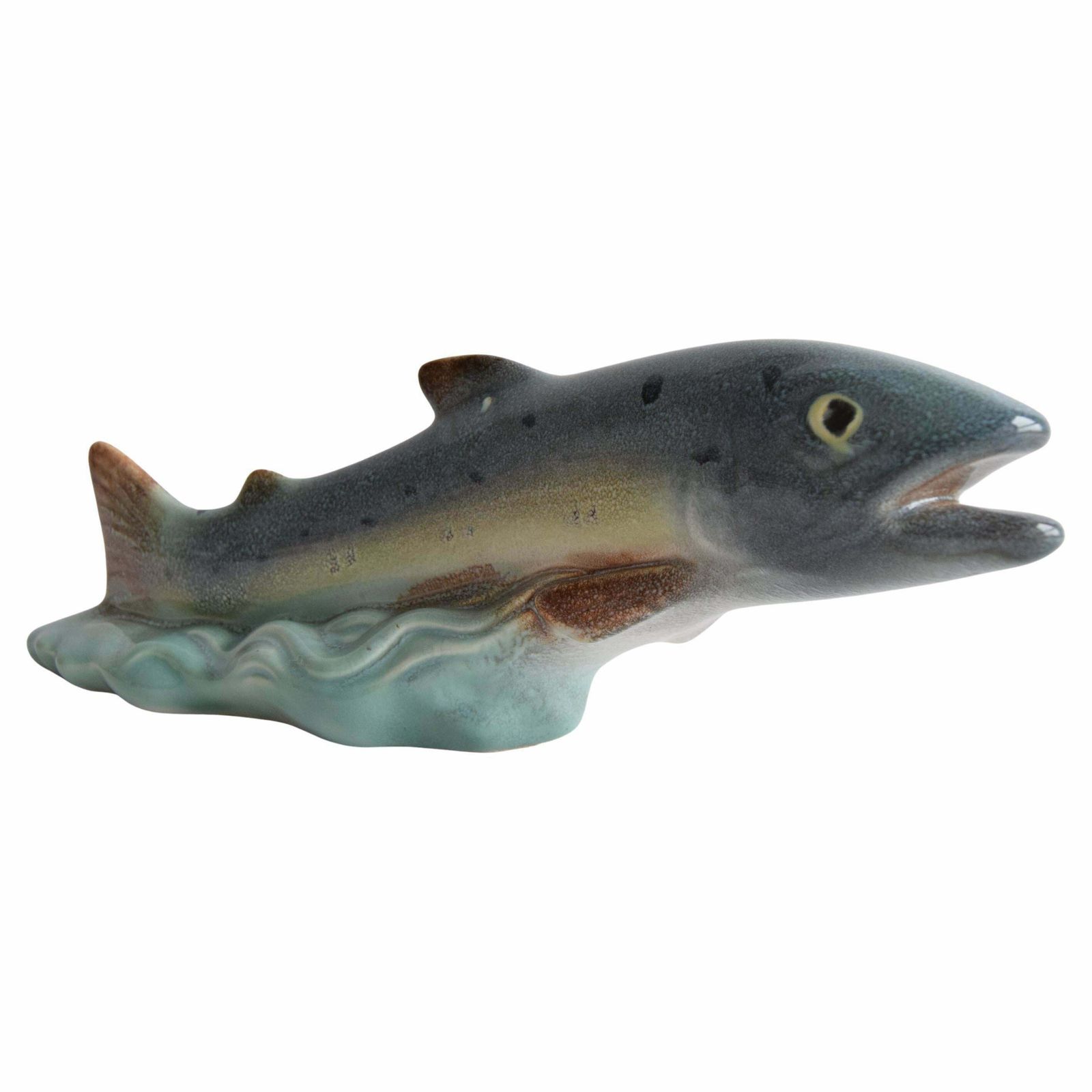 Art Deco Sculpture Trout By Ditmar Urbach Znojmo Factory, Czechoslovakia, 1940s.