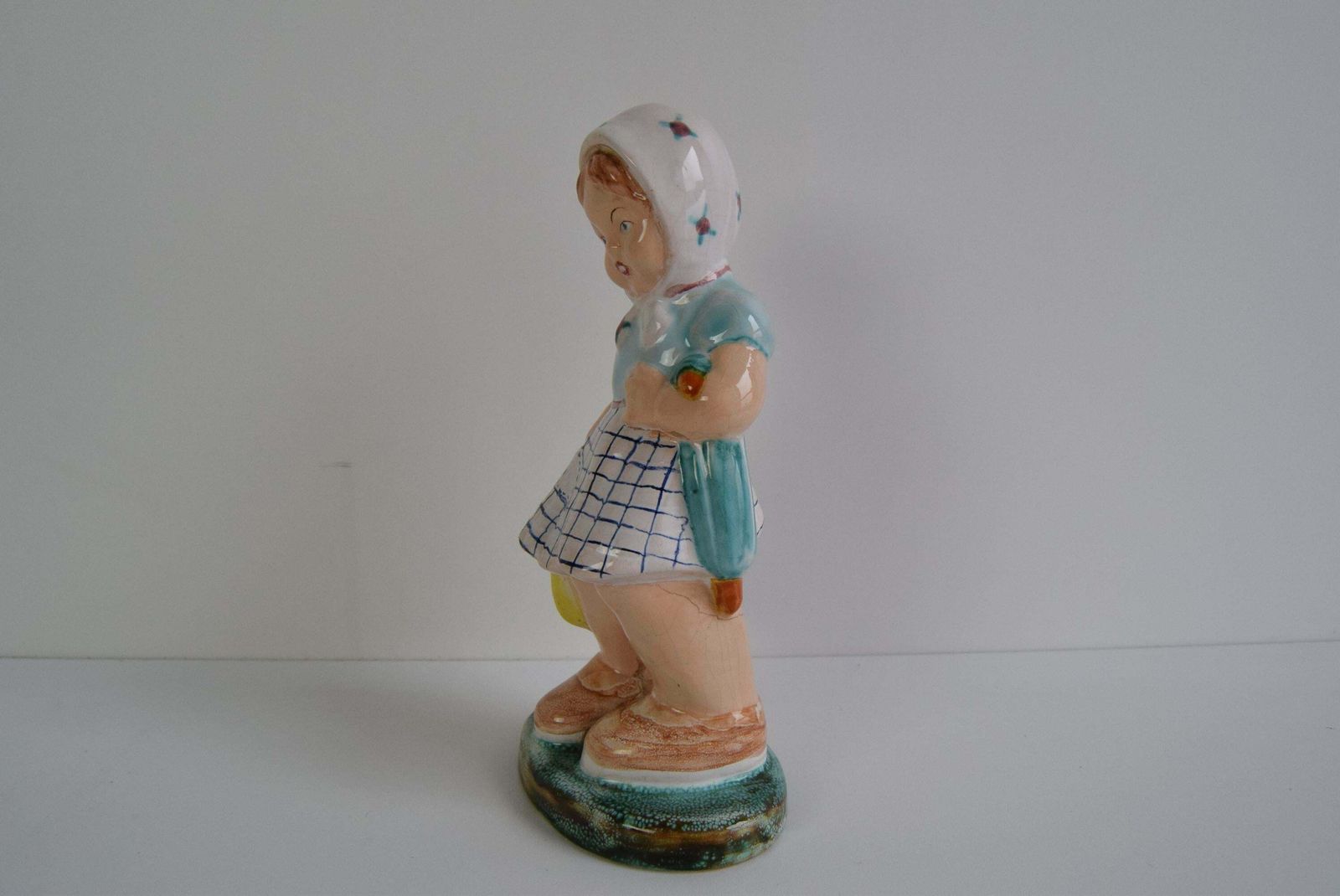 Art Deco Ceramic Figurine Of A Girl With A Handbag, Circa 1940 photo Home Decor