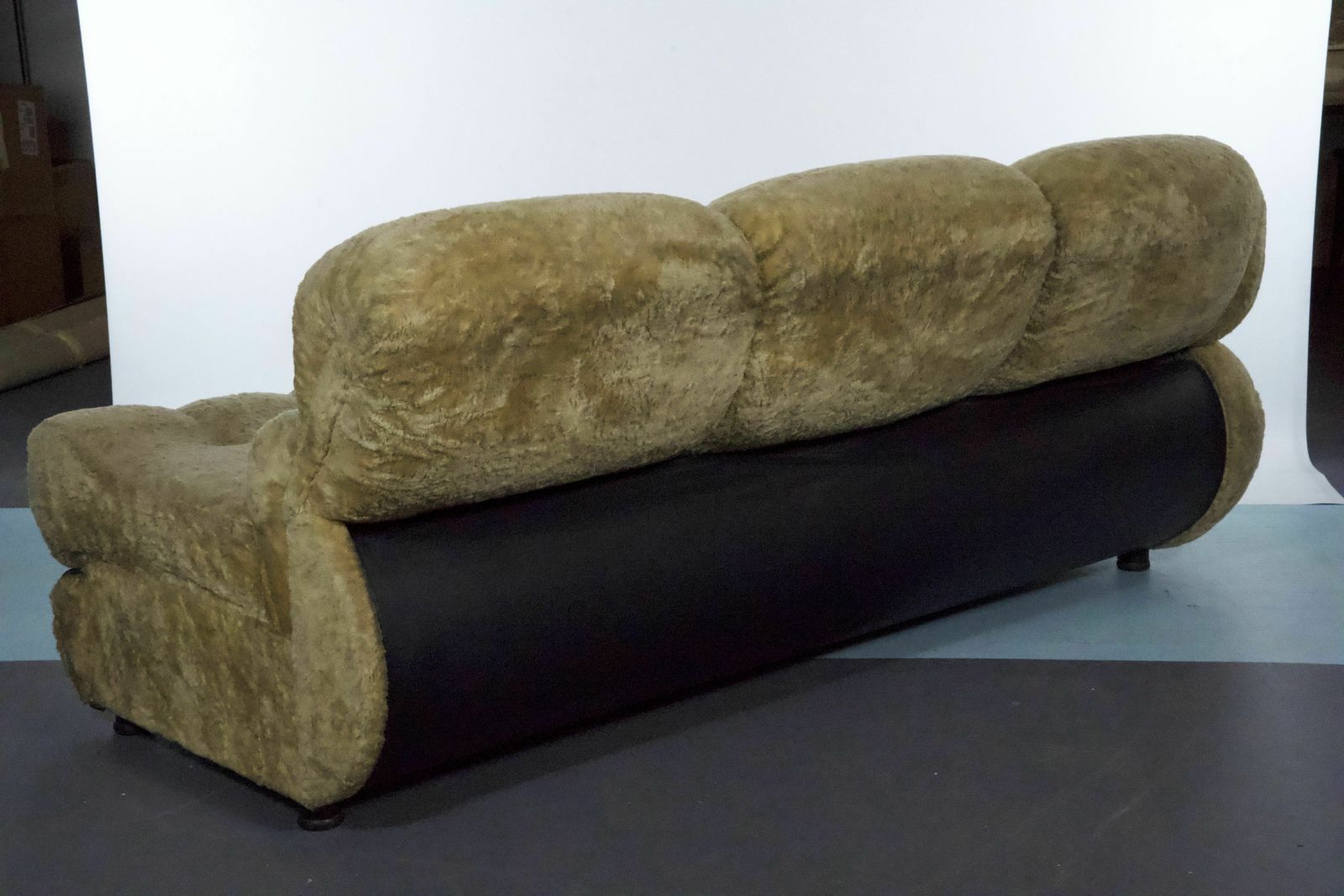 Space Age Three Seater Sofa By Adriano Piazzesi In Teddy Bear & Leatherette, 1970s Italy photo Furniture