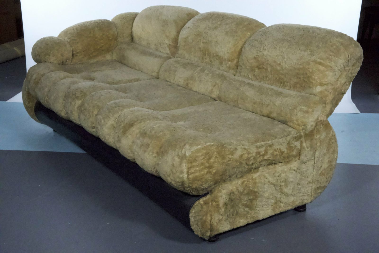 Space Age Three Seater Sofa By Adriano Piazzesi In Teddy Bear & Leatherette, 1970s Italy photo 3770.0
