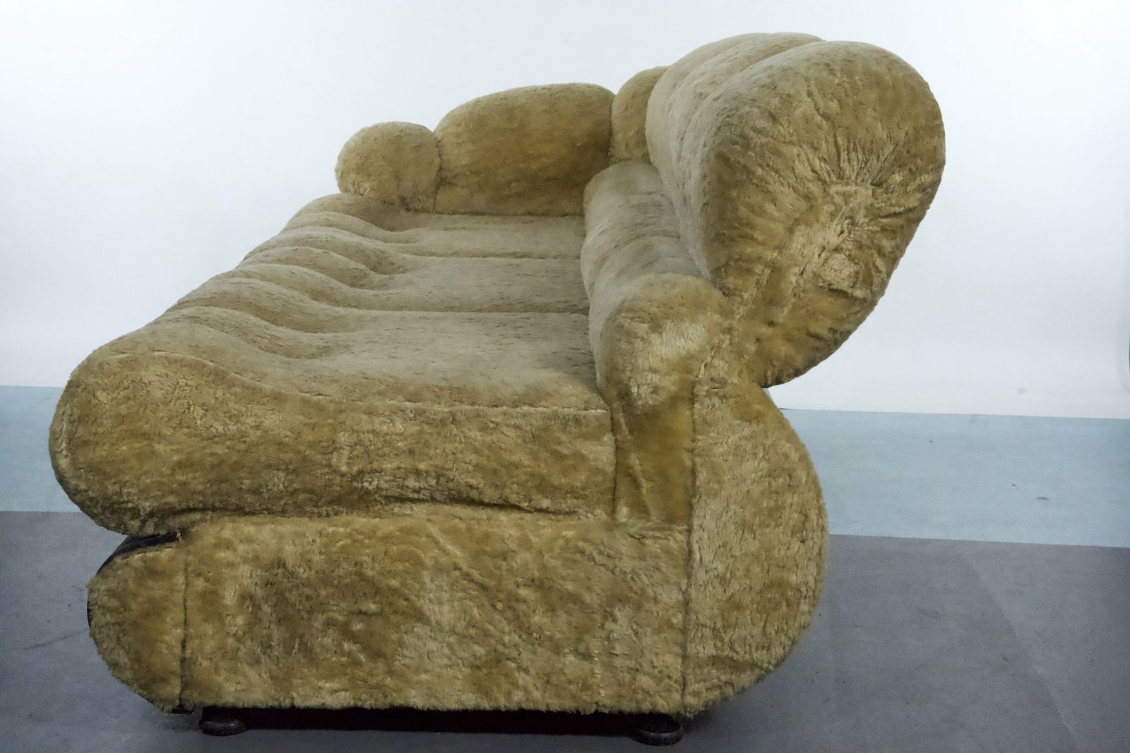Space Age Three Seater Sofa By Adriano Piazzesi In Teddy Bear & Leatherette, 1970s Italy photo vinterior