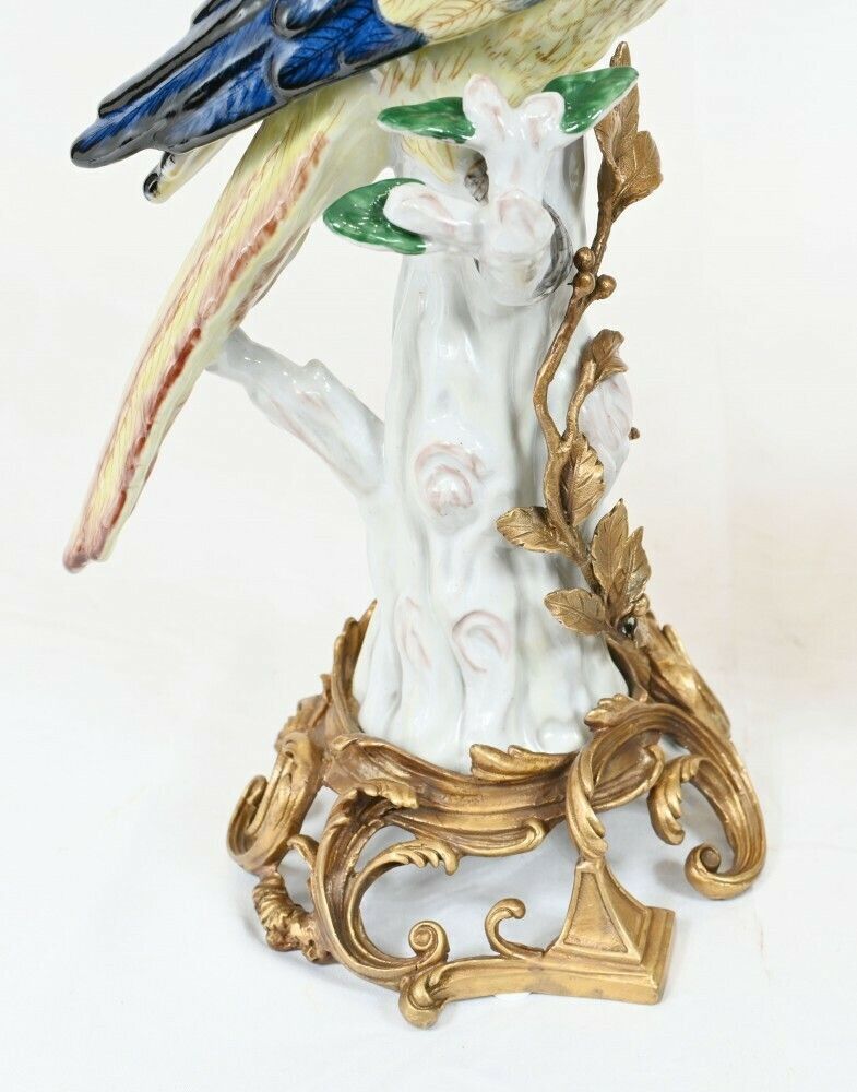 Pair French Parrot Candelabras Porcelain Bird Candlesticks photo furniture