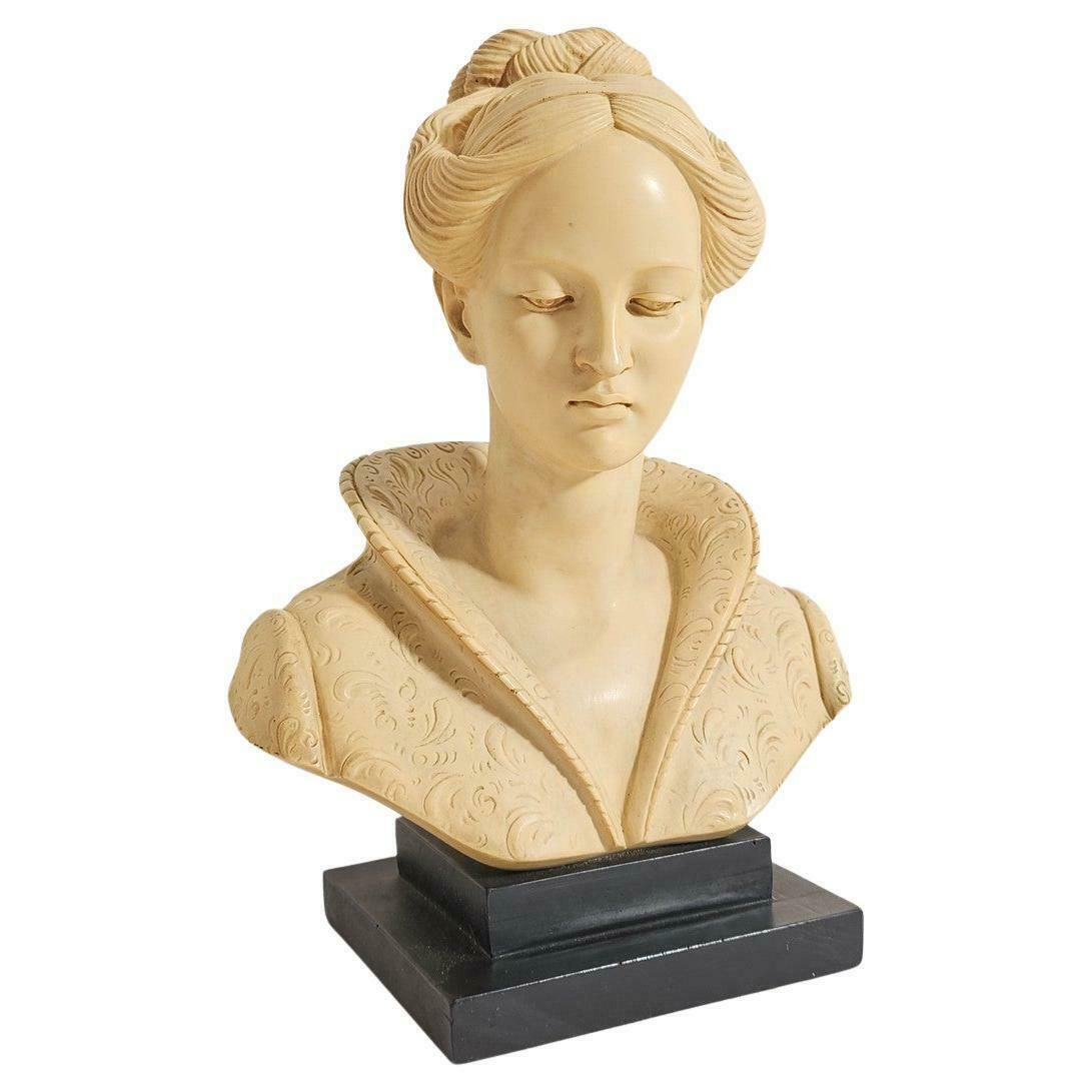 Antique Bust Of A Castilian Woman In Marbled Resin By A.Giannelli 1940