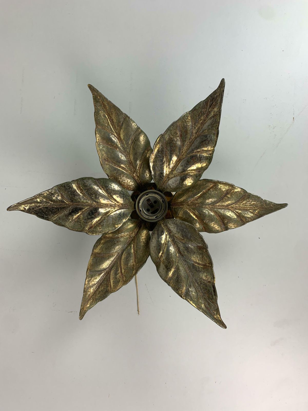 Florentine Brass Floral Wall Sconce By Willy Daro For Massive Lighting, Belgium photo for sale