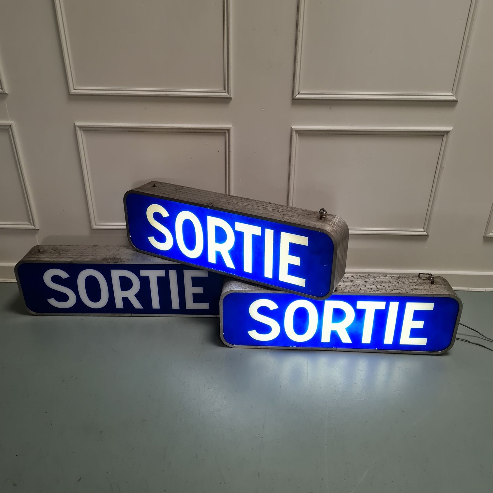 Vintage French Illuminated Exit Signs. Free Delivery Eng/Wales