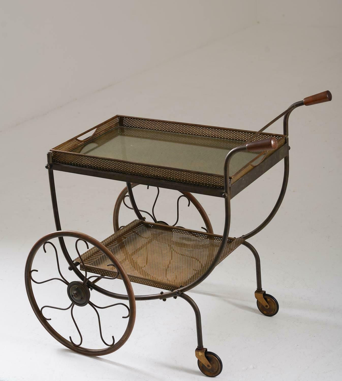 Swedish Modern Bar Cart In Brass photo for sale