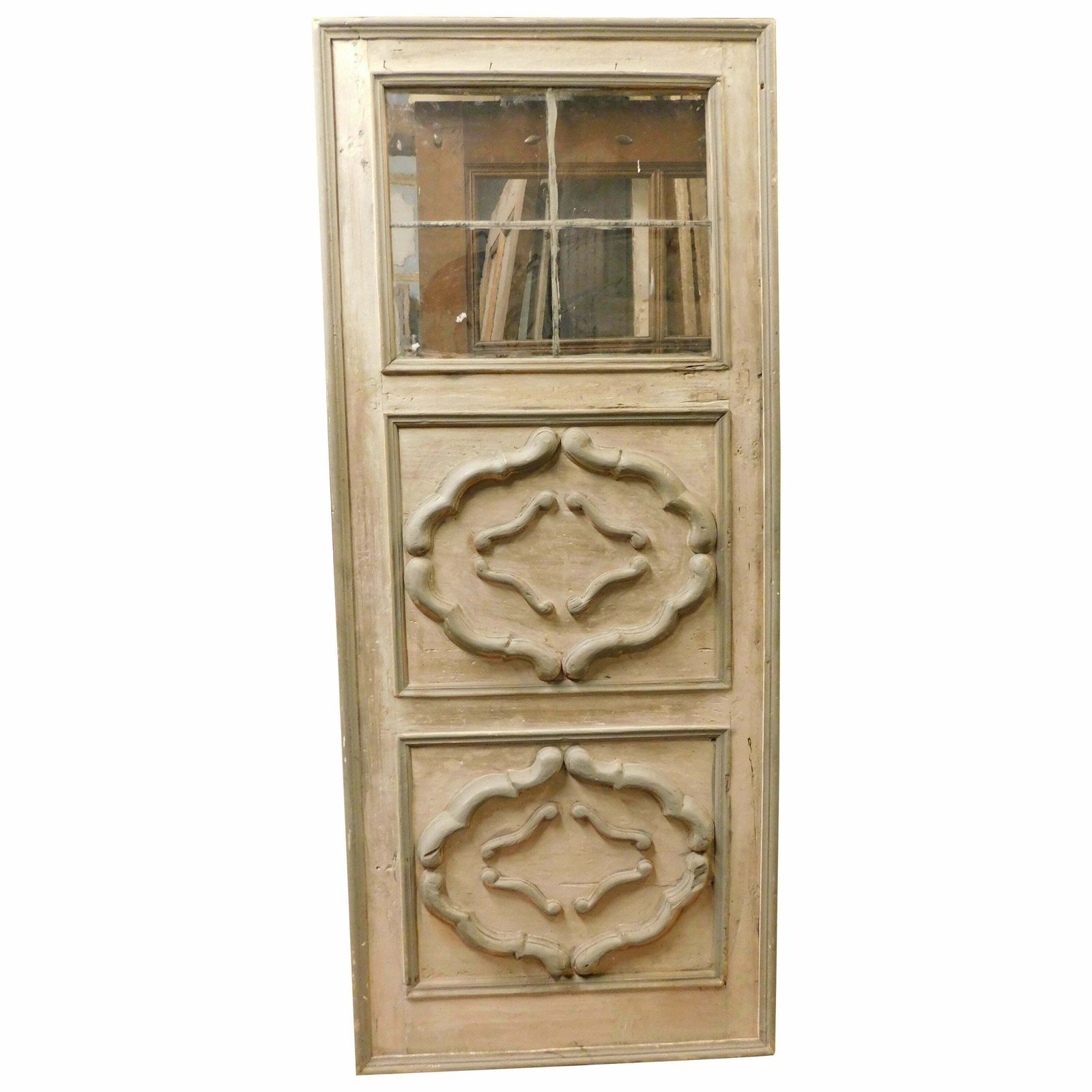 Interior Door With Decorated Panels And Glass, Italy