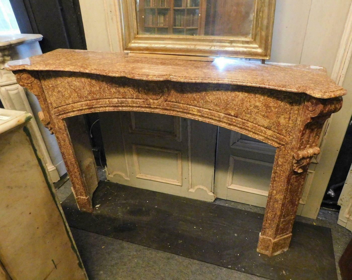 Fireplace Mantle In Red Marble Breccia Pernice, Italy photo Home Fixtures