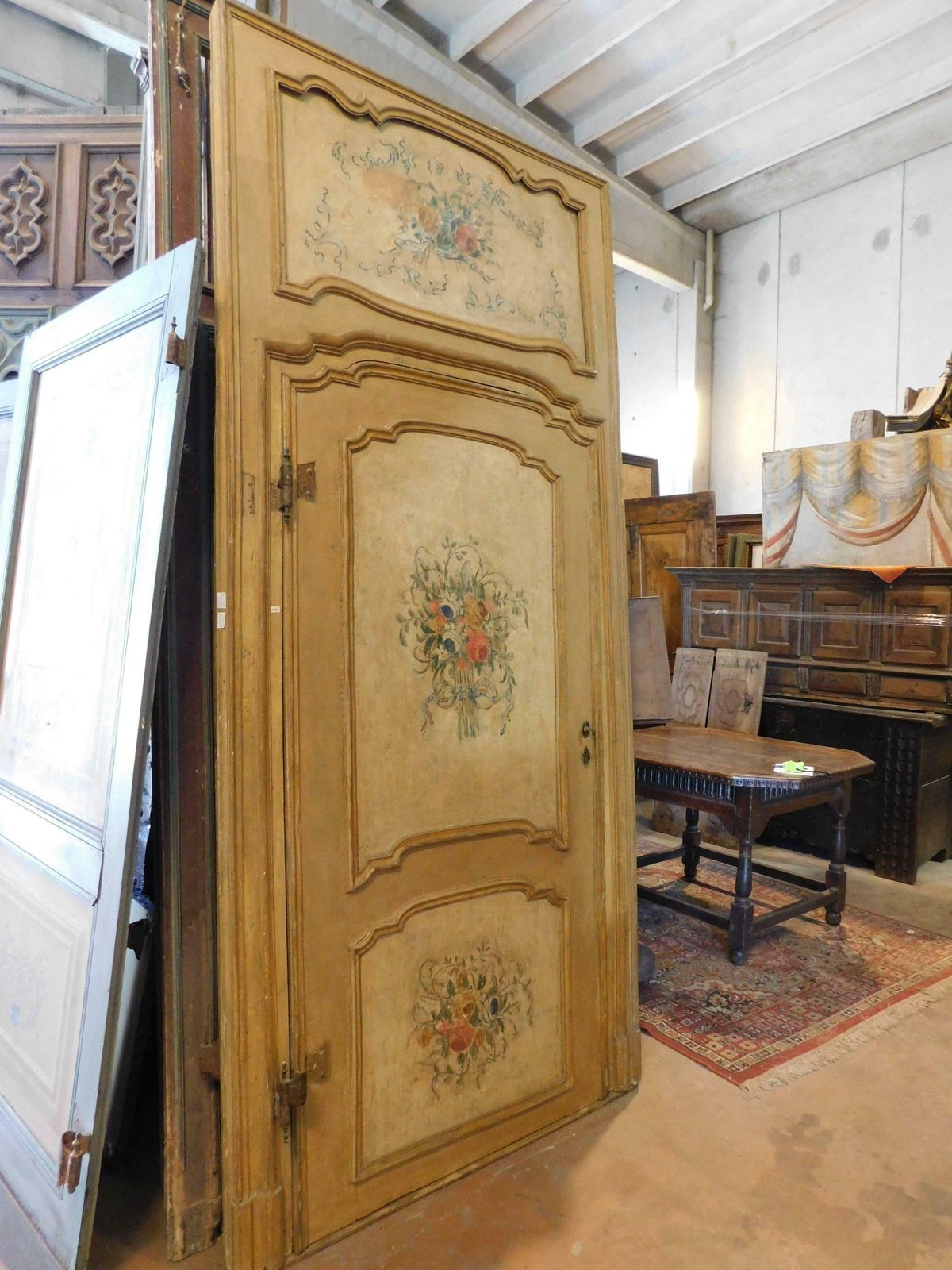 N.2 Double Sided Lacquered Doors With Original Frame And Overdoor, Genoa Italy photo buy