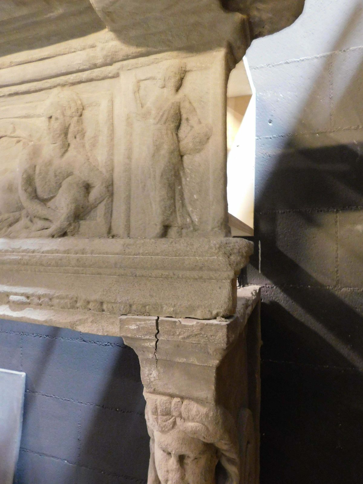 photo for sale Majestic Monumental Fireplace In Pietra Serena, Carved In All Parts, Italy