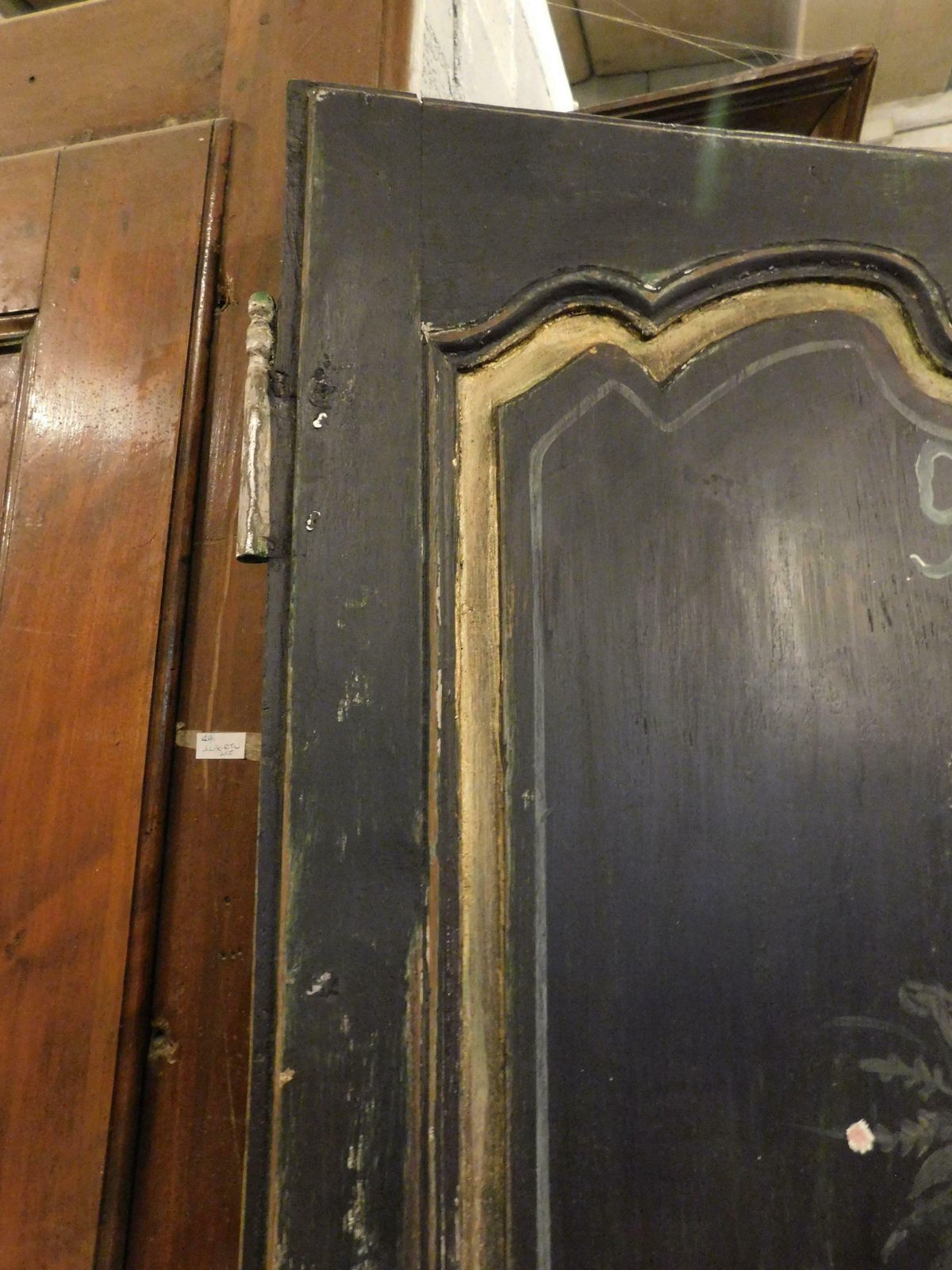 Home Fixtures Single Leaf Door Lacquered And Painted With Floral Decorations And A Bird, Italy photo