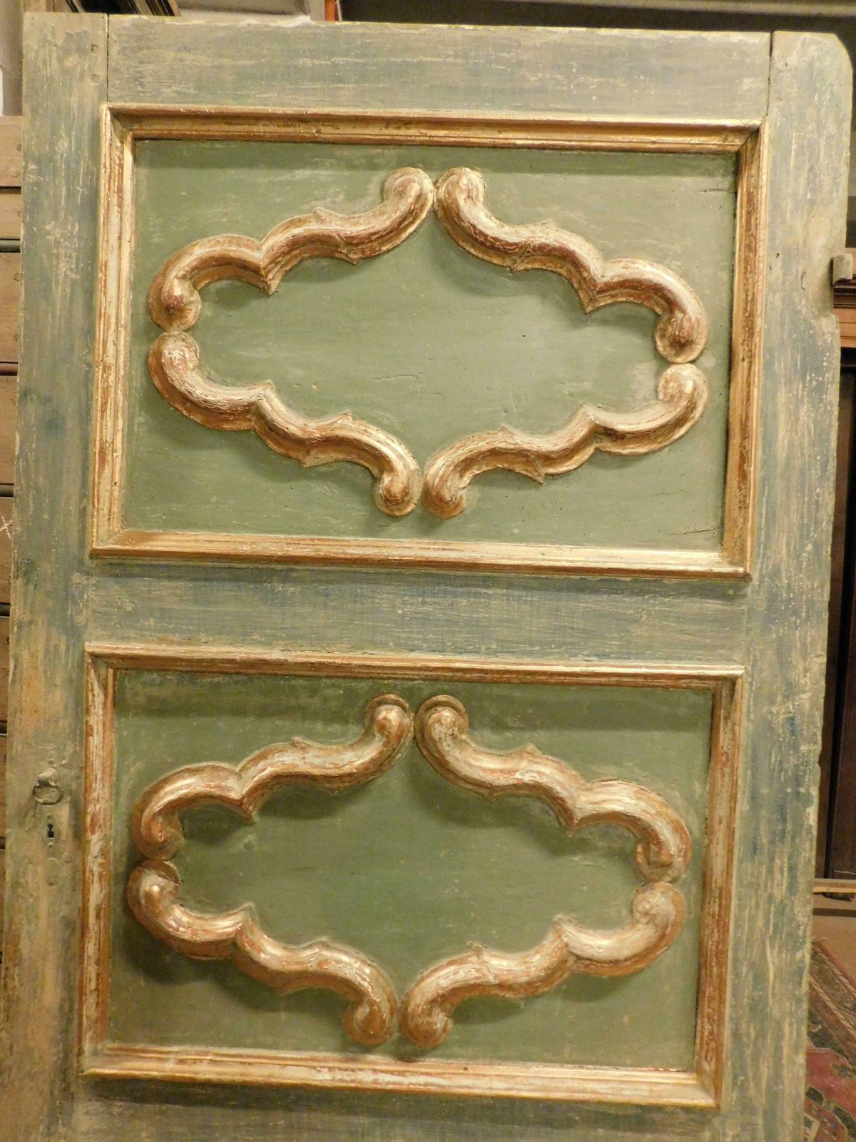 Interior Door In First Lacquer Blue Tones, One Leaf Without Frame, Italy photo Home Fixtures