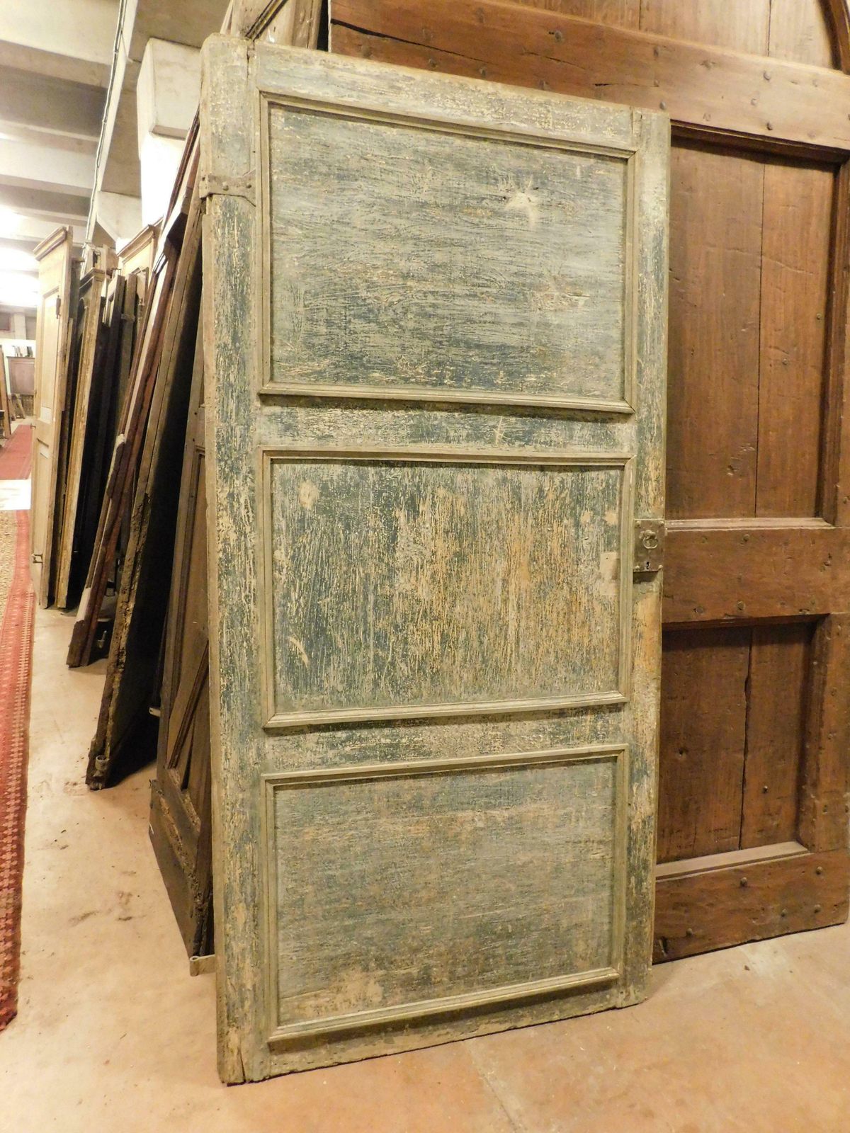 Interior Door In First Lacquer Blue Tones, One Leaf Without Frame, Italy photo vinterior