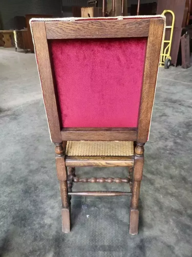 4 Vintage 20thc Oak Barley Twist Bergere Dining Chairs Padded photo vinterior