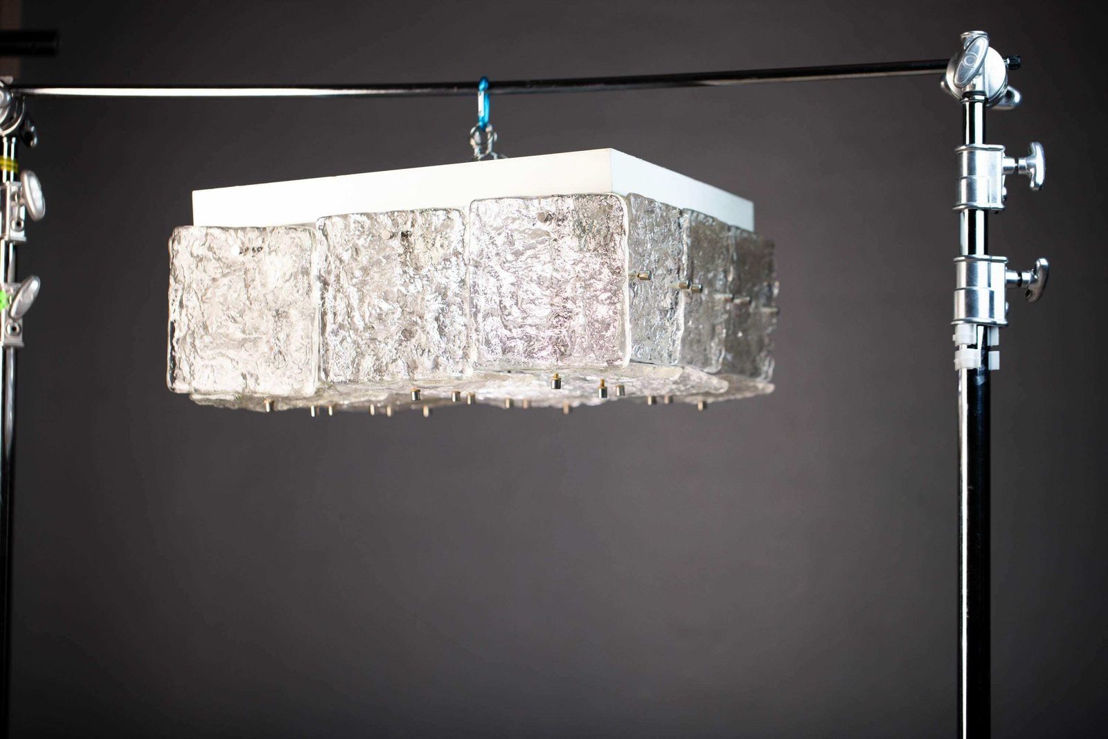Large Vintage Square Glass Flush Mount By J.T. Kalmar / 1960s Vienna Austria / Mid Century Ceiling Light Fixture Chandelier Lamp Model 5305 photo buy