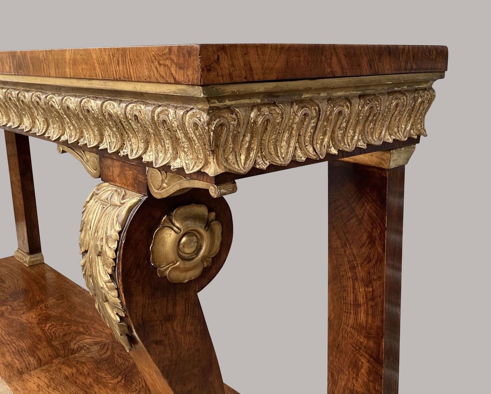 Magnificent Regency Pollard Oak And Giltwood Console Table photo vinterior