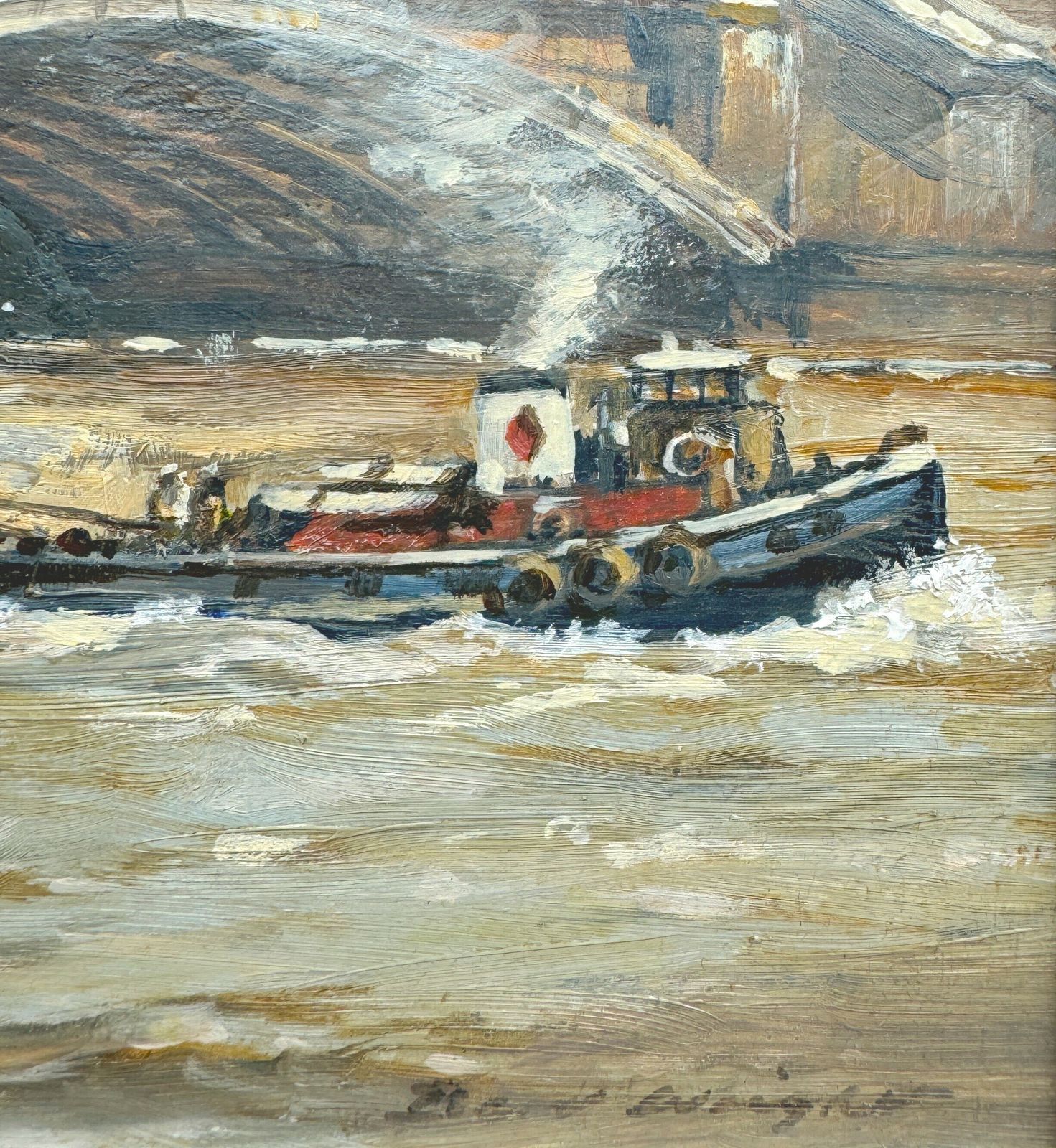 Bert Wright P.P.R.S.M.A (B.1930) Original Signed Oil Painting ‘River Thames, Lambeth Bridge And Palace’ photo Art