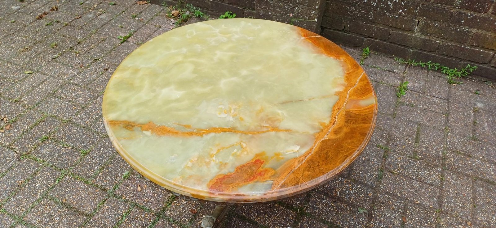 Imposing And Ostentatious Large Onyx And Brass Mid Century 60s Coffee Table photo vinterior