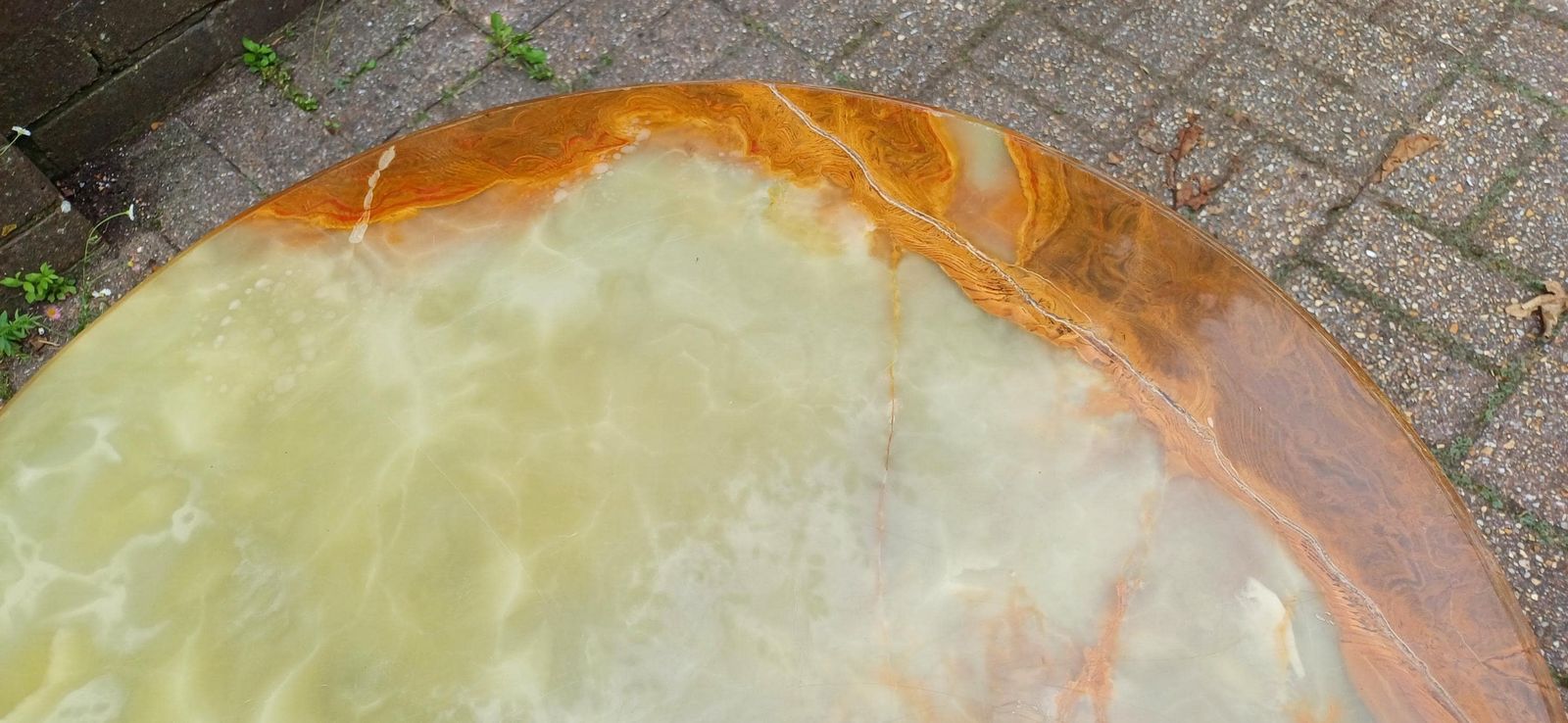 photo furniture Imposing And Ostentatious Large Onyx And Brass Mid Century 60s Coffee Table