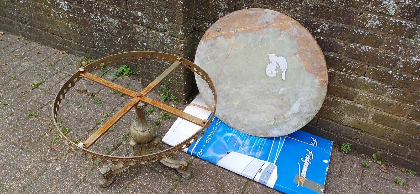 photo for sale Imposing And Ostentatious Large Onyx And Brass Mid Century 60s Coffee Table