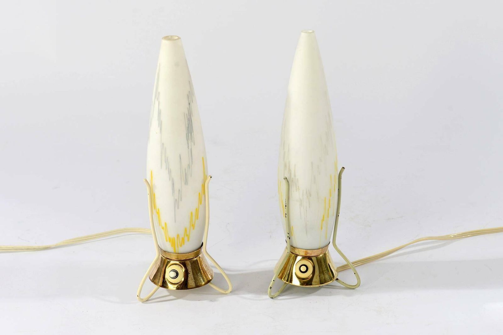 Vintage Atomic Age Brass Desk Lamps By Zukov, 1950's, Space Age Rocket Atomic Lamps, Vintage Lamps. photo vinterior