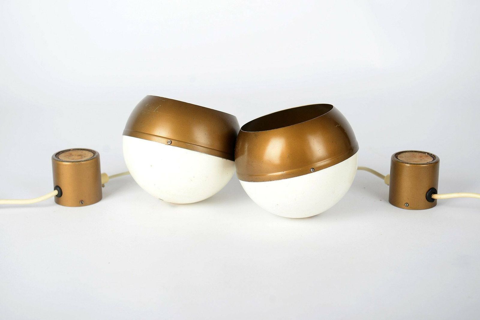 Pair Of Mid Century Magnetic Sconces, Mid Century Modern Vintage Atomic Lighting 1960s Retro Living photo vintage
