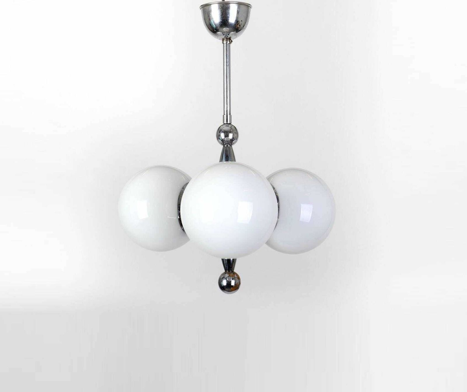 Art Deco Modernist Chandelier, 1930s, Mid Century Chandelier, Retro Lighting