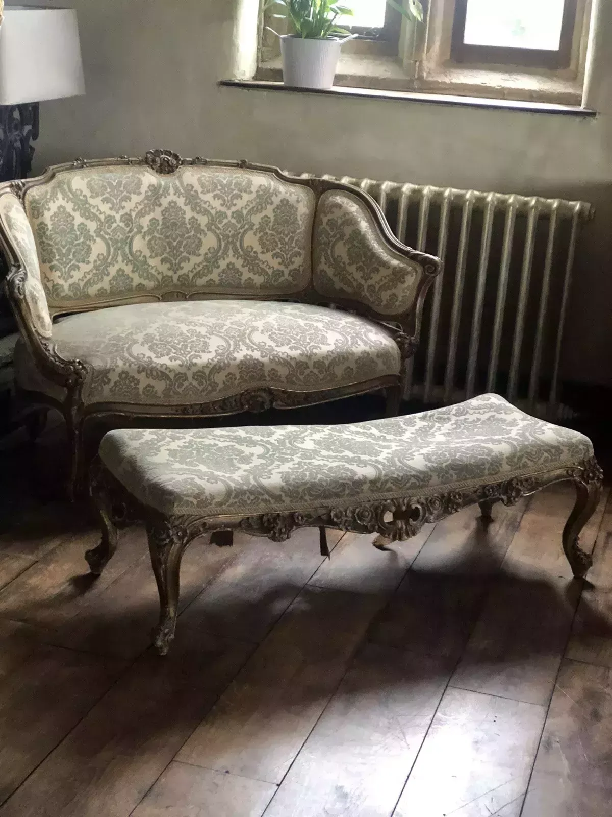 Quality Antique Original Loveseat Sofa Gilt Gold Salon Parlour Chaise Longue photo 799.0