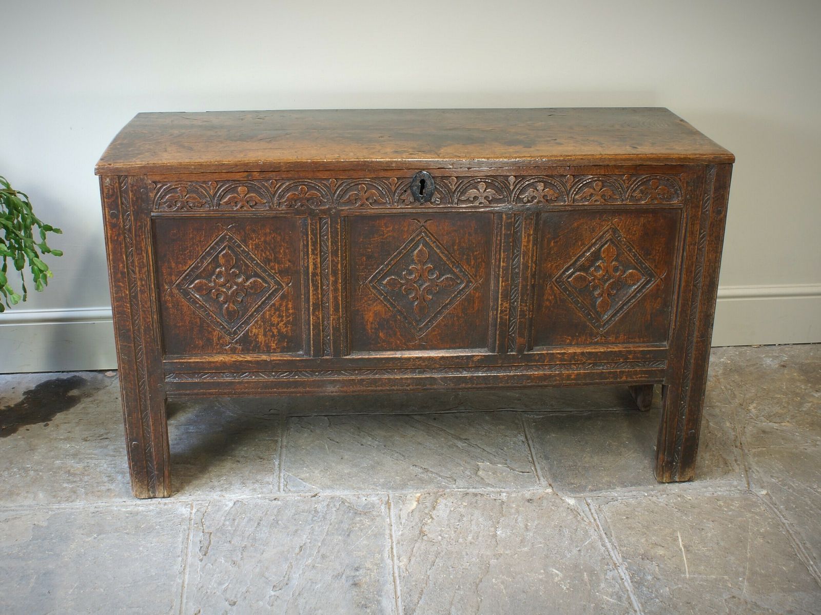 photo for sale 17th Century Oak Coffer.