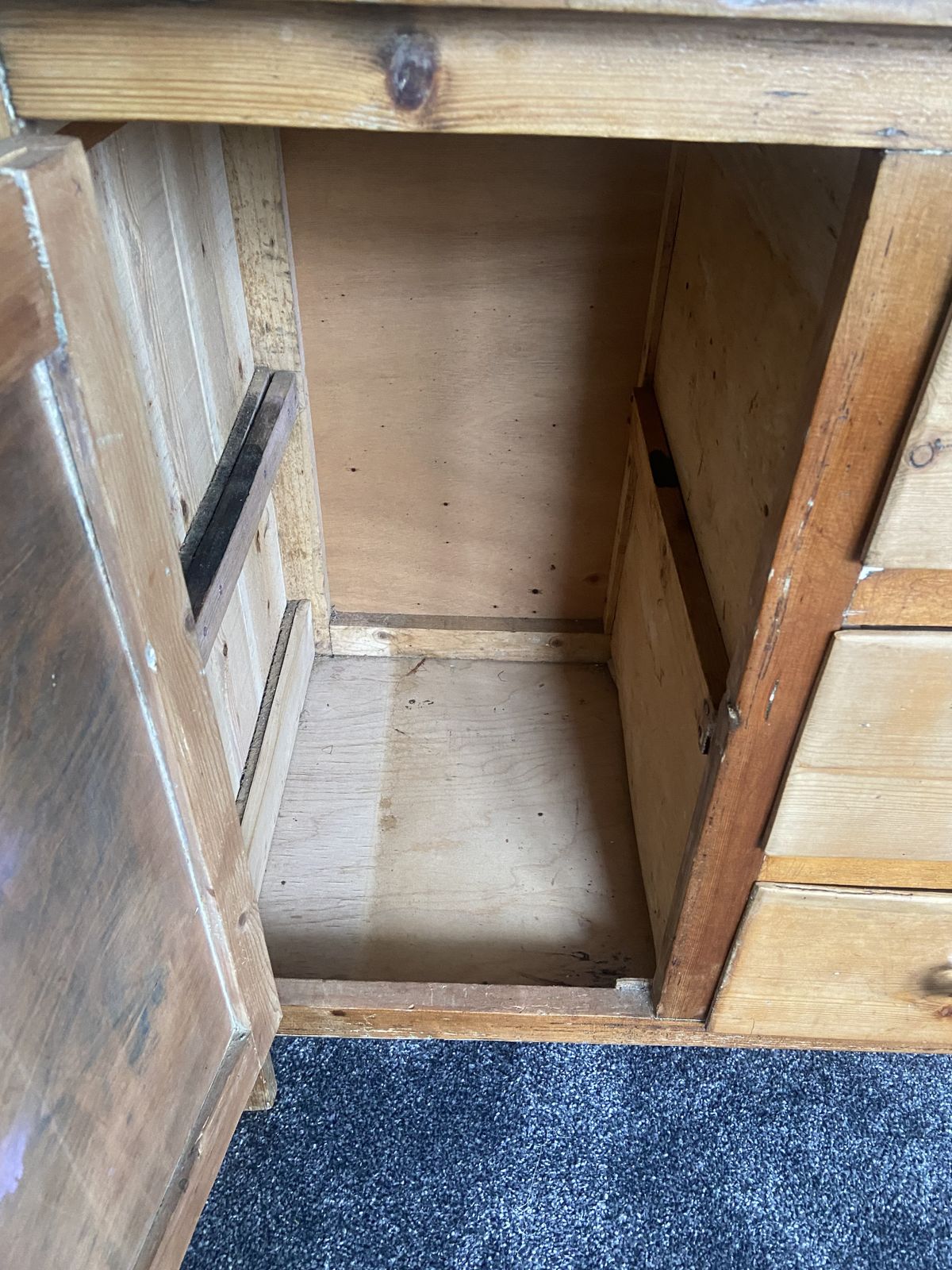 Small Antique Stripped Pine Cupboard And Drawers Country Style photo buy