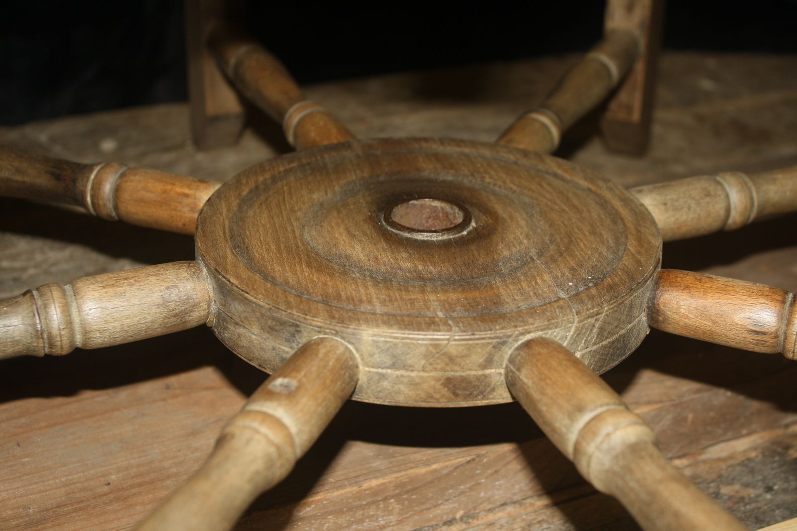 photo buy Unique Glass Topped Table. Industrial, Aged Base With New Safety Glass Top.