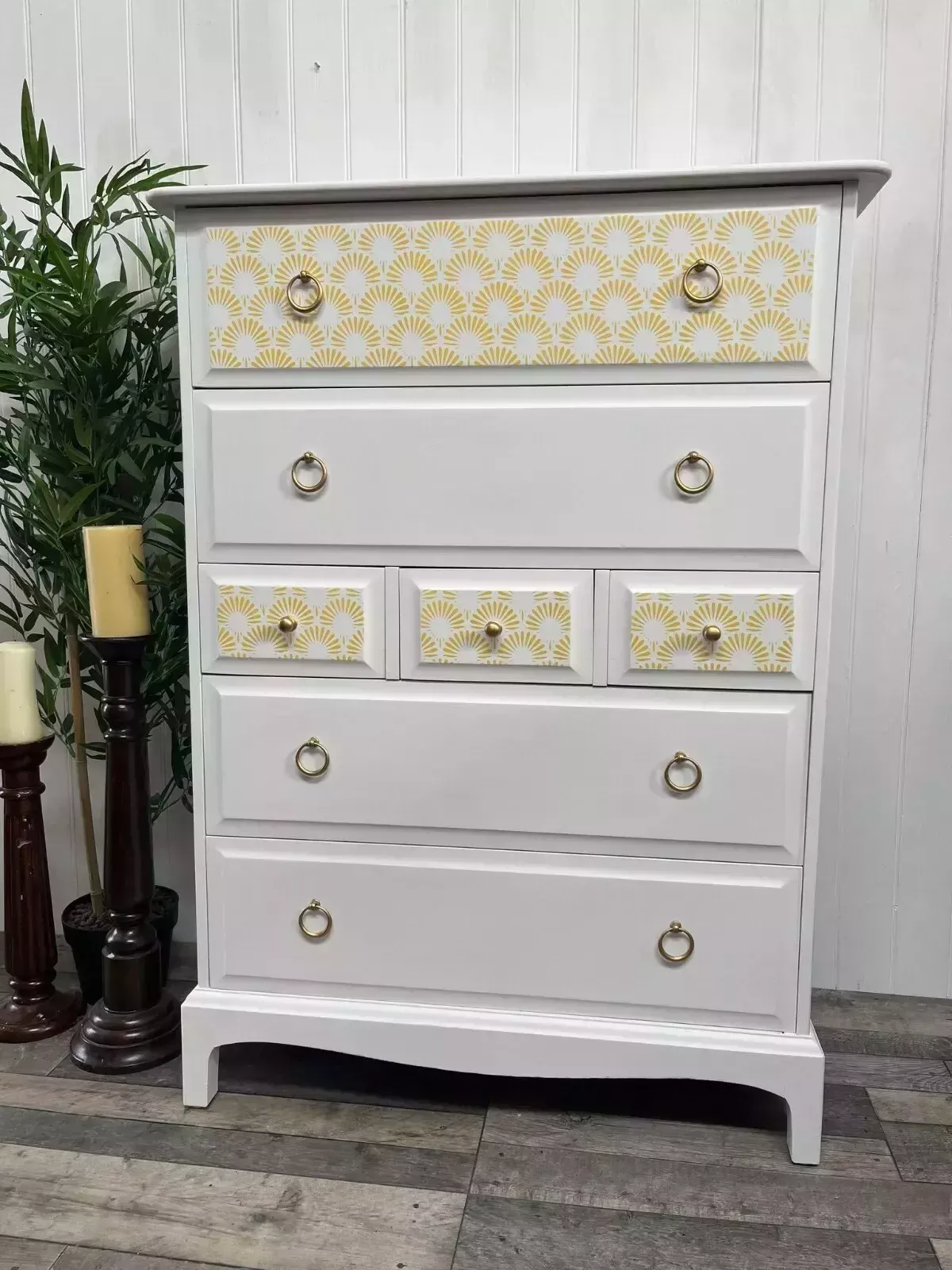 Available In Any Colour Lovely Upcycled Painted Stag Tall Boy Chest Of Drawers photo furniture