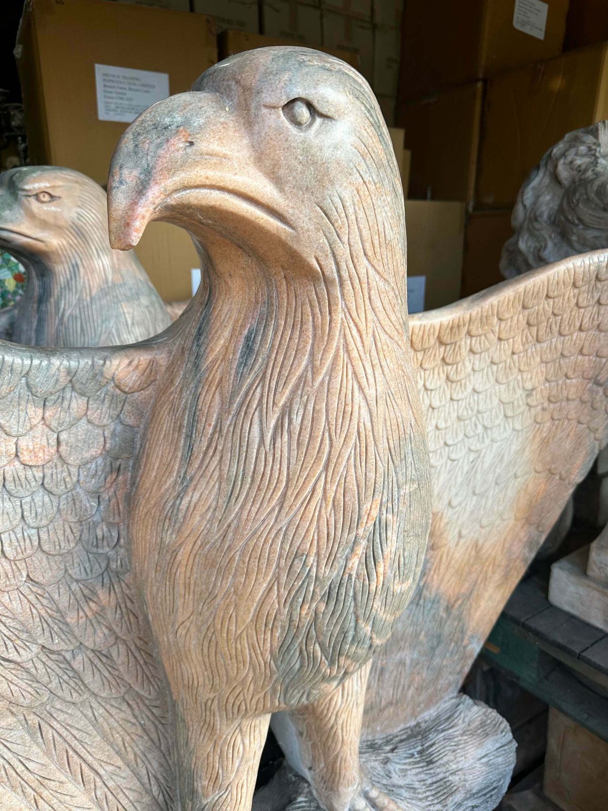 Pair Of, Italian Marble 1950’s Carved Eagles (Priced Individually) photo Art