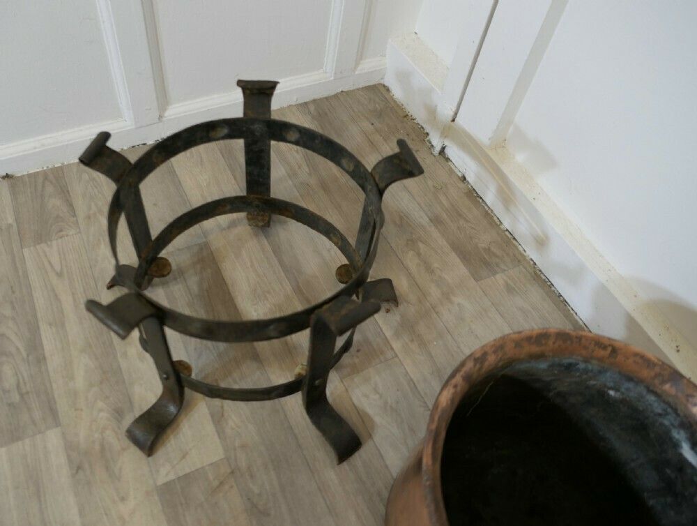 Heavy Arts And Crafts Copper And Wrought Iron Log Bin photo vinterior