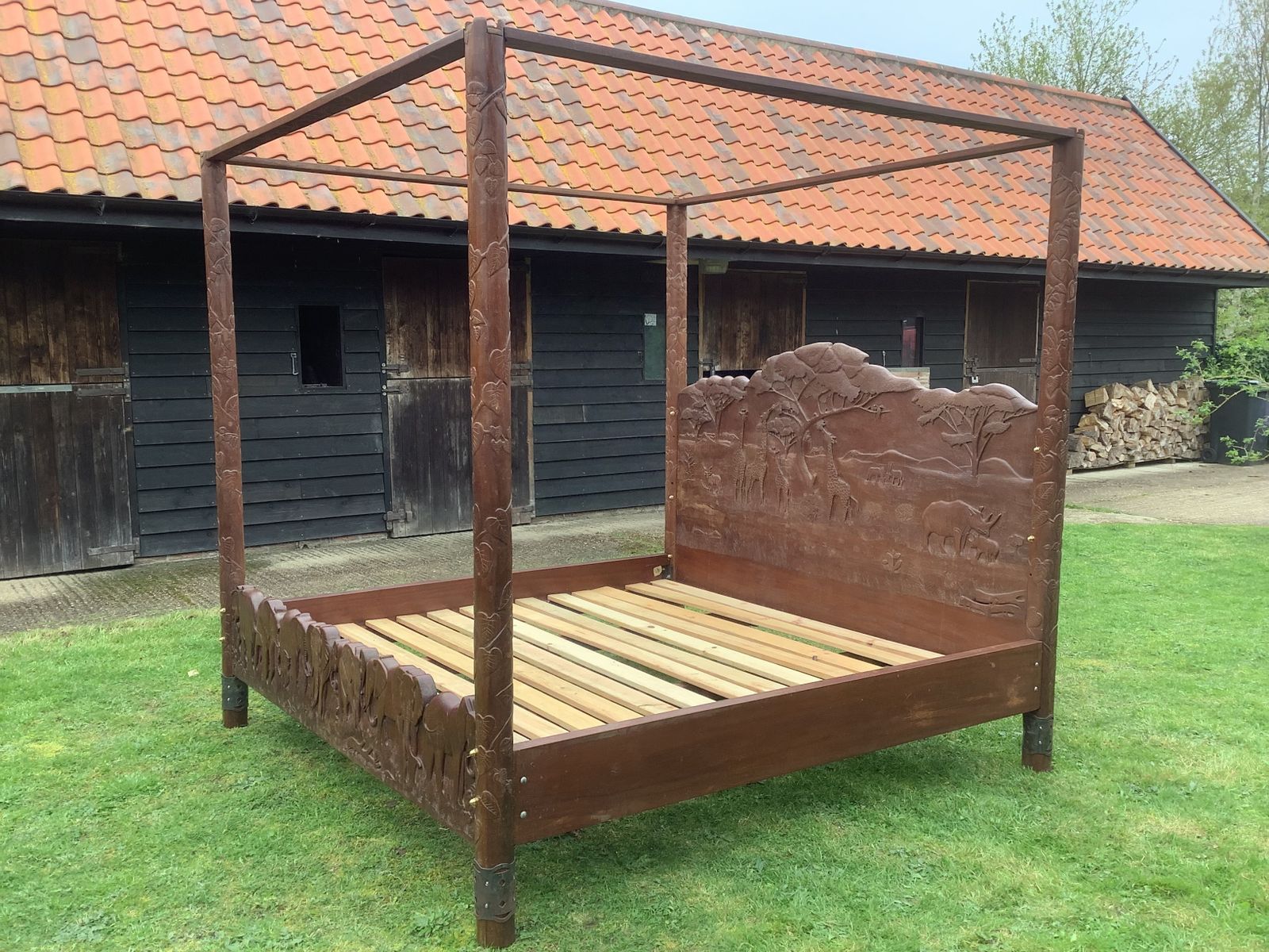 African Hand Carved Bed photo buy