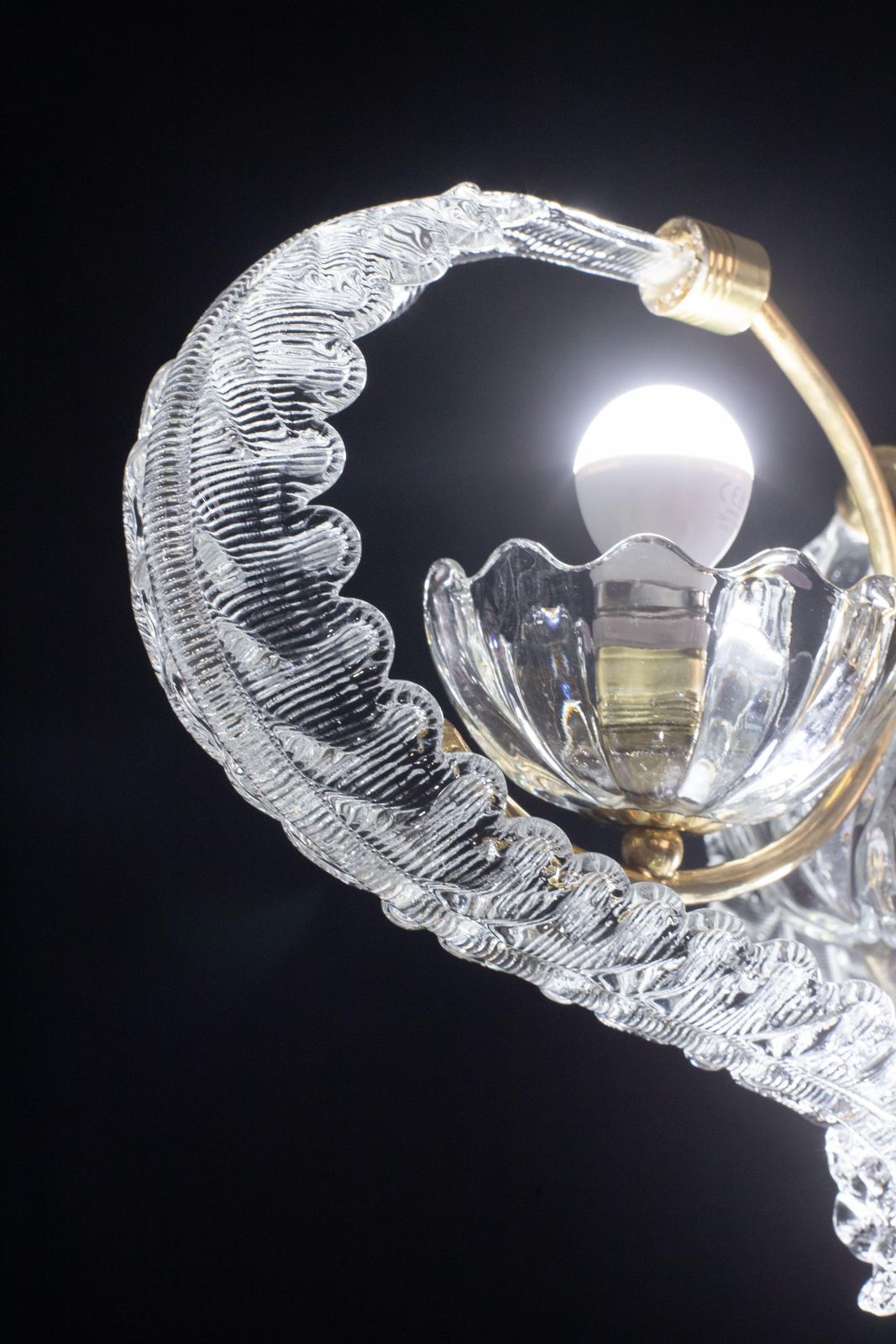 Lighting Elegant 4 Light Art Deco Murano Glass And Brass Chandelier By Barovier photo
