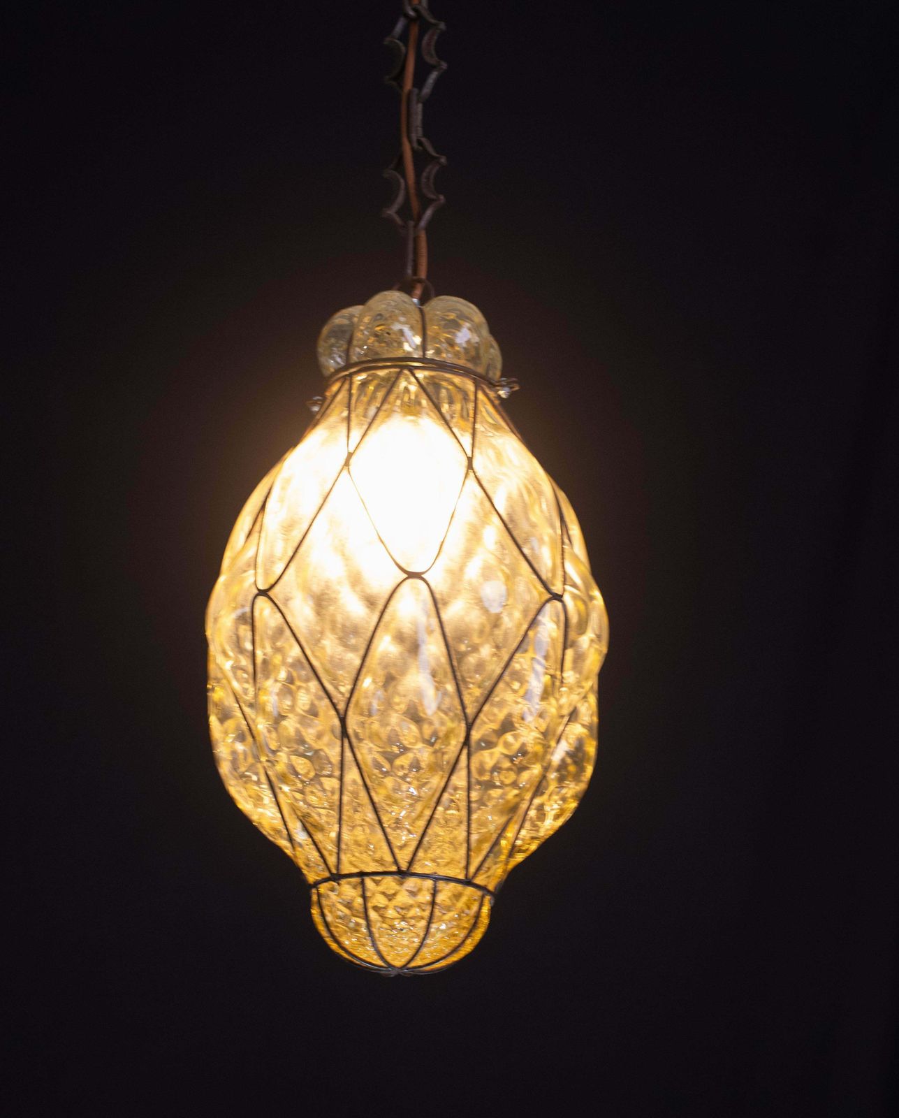 Wonderful Amber Venetian Lantern, Seguso Murano Glass, Italy, 1950s photo vintage