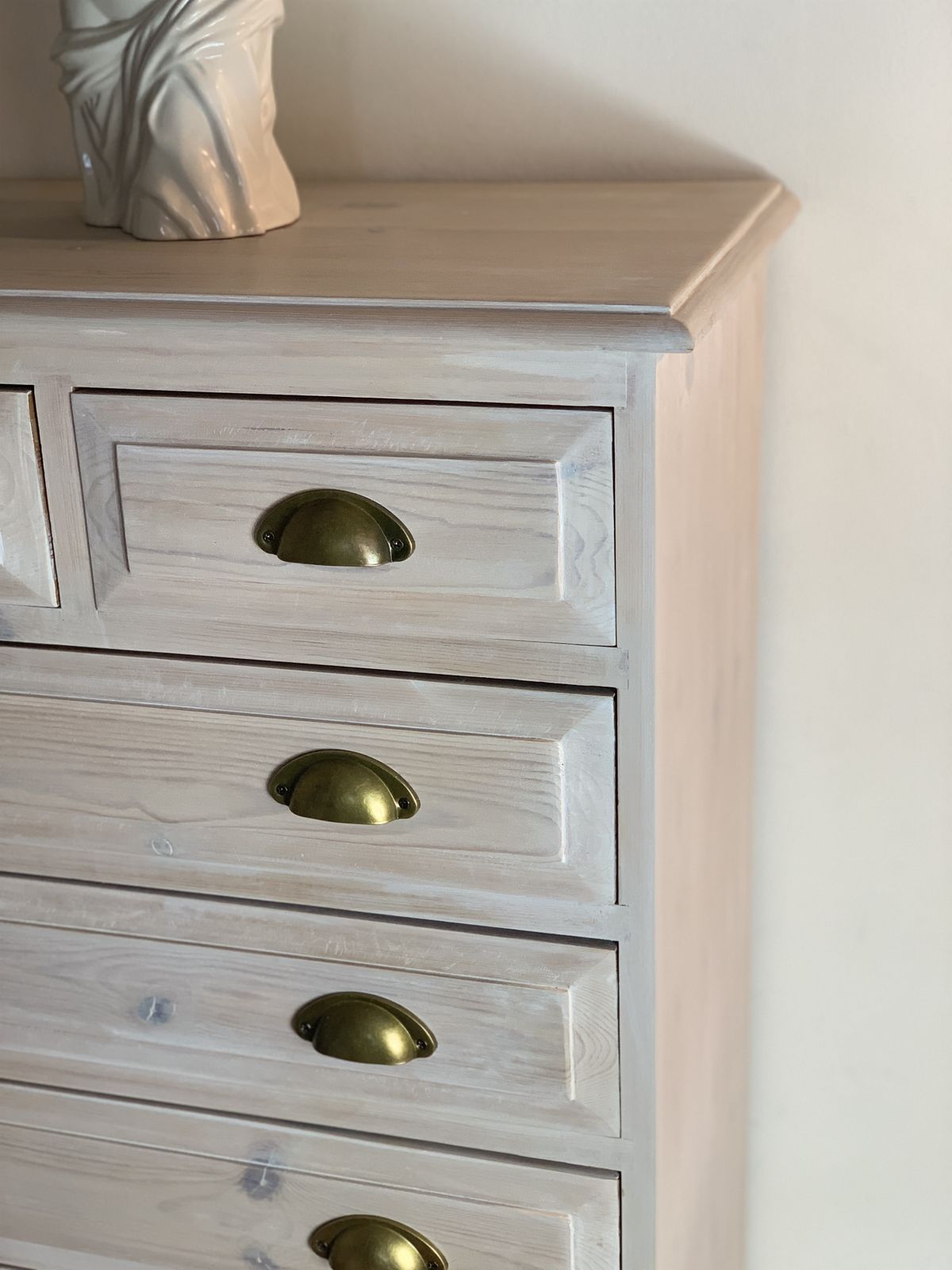 Whitewashed Pine Tallboy Chest Of Drawers photo for sale