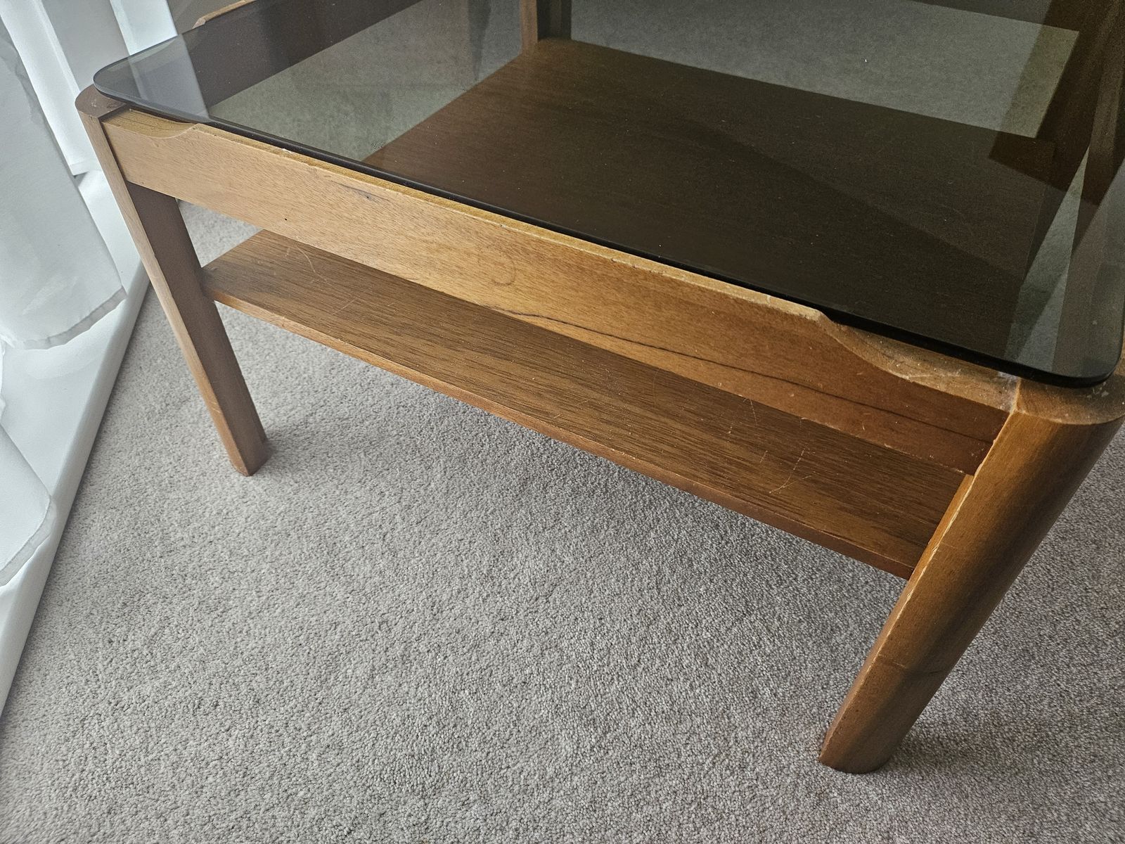 Mid Century Myer Teak Smoked Glass Coffee Table photo 199.0