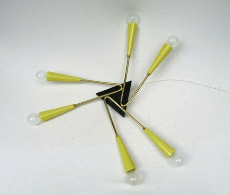Sputnik Ceiling Light In Brass And Yellow, 1950s photo furniture