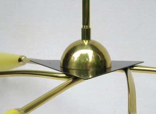 2707.25 Sputnik Ceiling Light In Brass And Yellow, 1950s photo