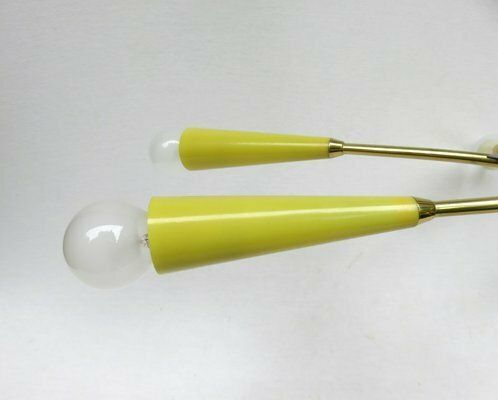 photo buy Sputnik Ceiling Light In Brass And Yellow, 1950s
