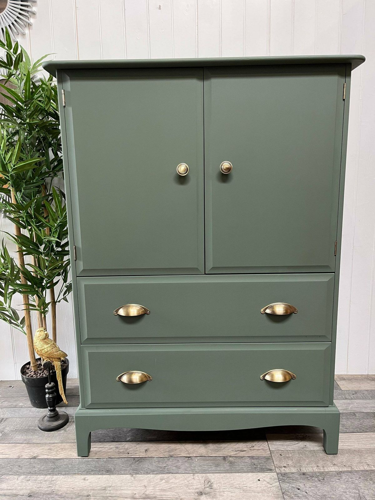 Any Colour Stag Furniture Linen Cupboard Storage Unit Ready To Upcycle In Fusion Mineral Paint Green