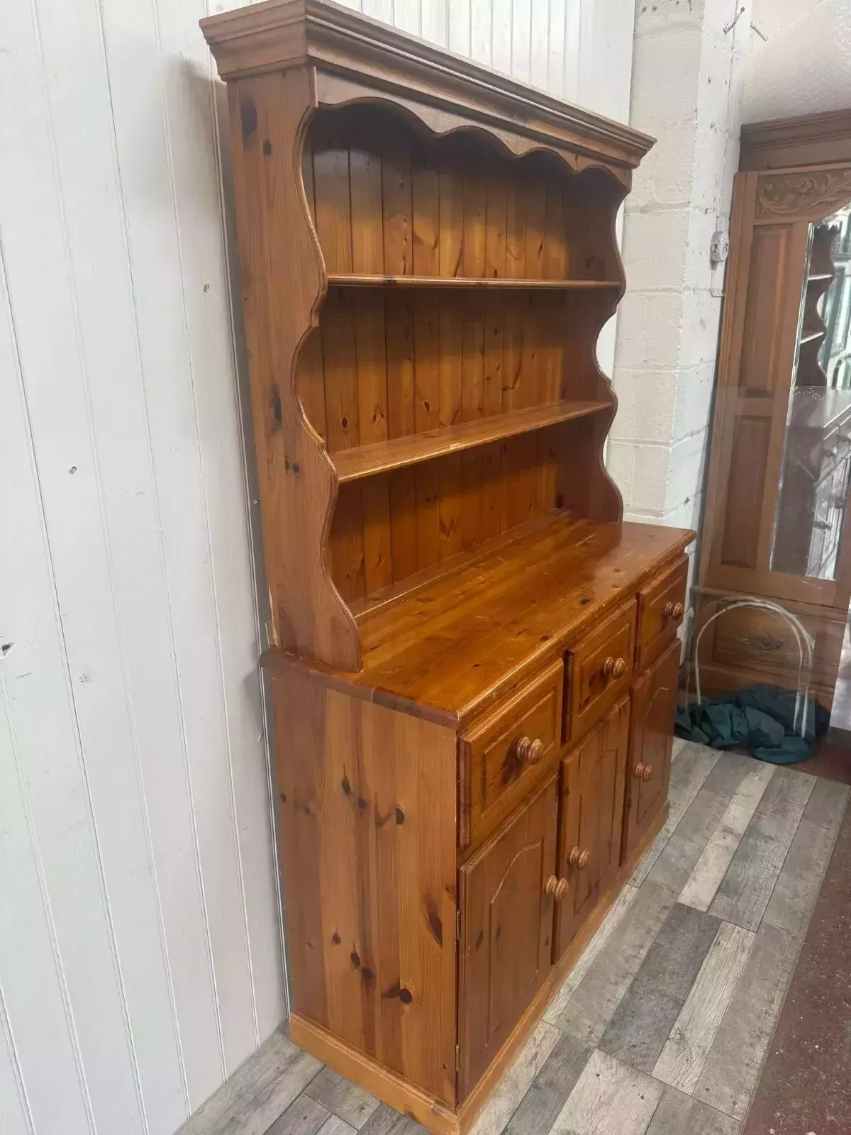 Custom Painted Vintage Country Farmhouse Pine 3 Door Welsh Dresser photo furniture