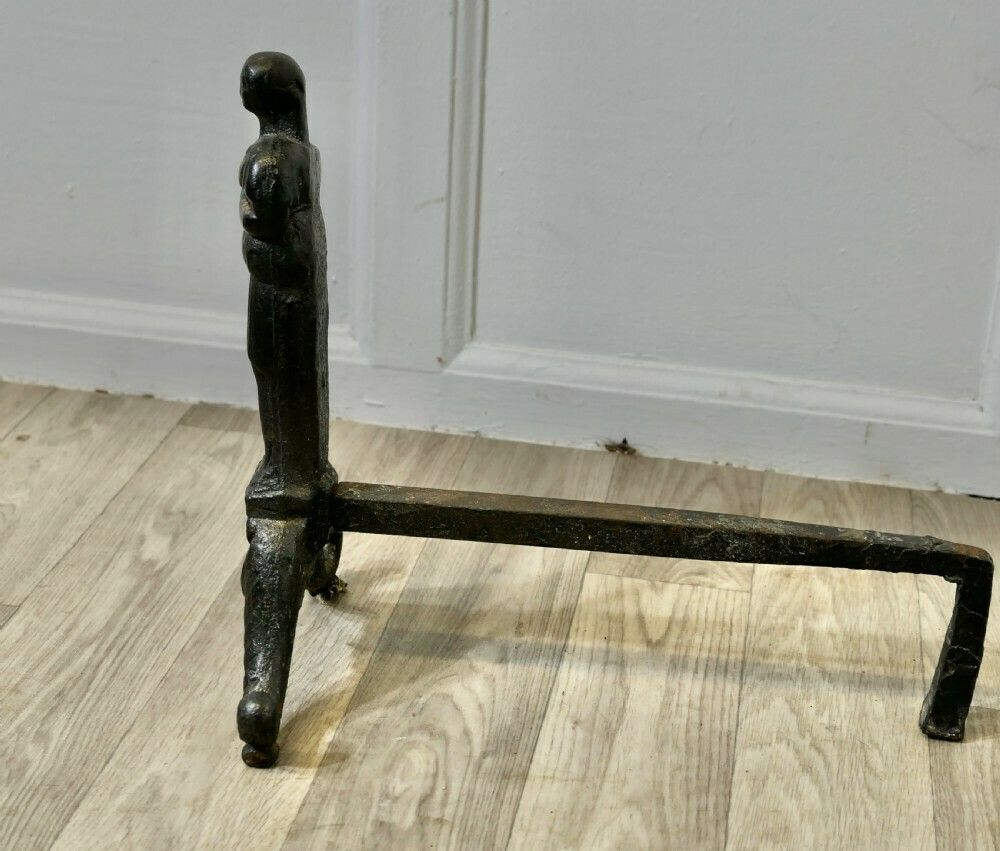 A Pair Of French Gothic Iron Andirons With Guardians photo Home Fixtures