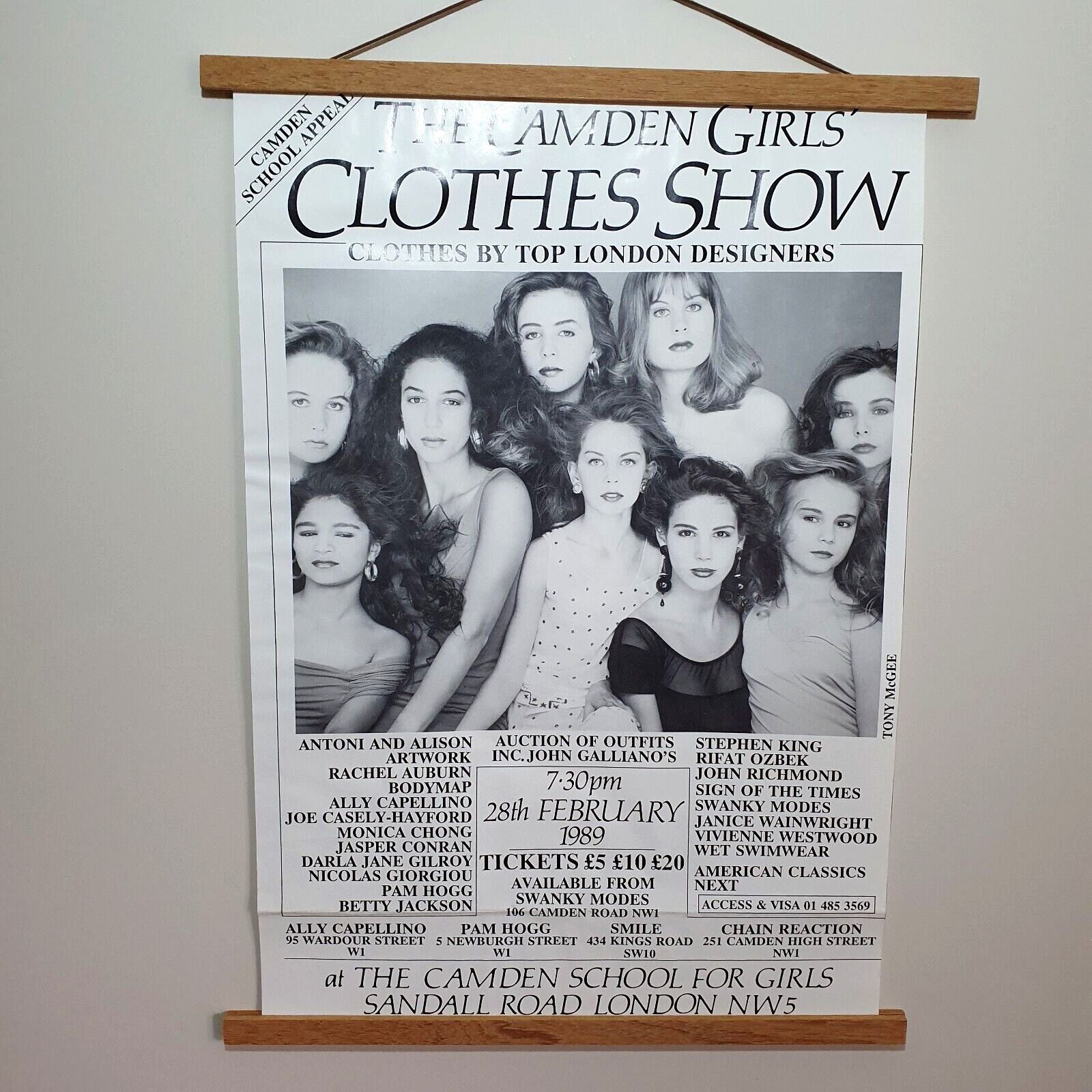 Rare Tony Mcgee Poster 80s Fashion Show Camden Girls, Vivienne Westwood Etc 1989