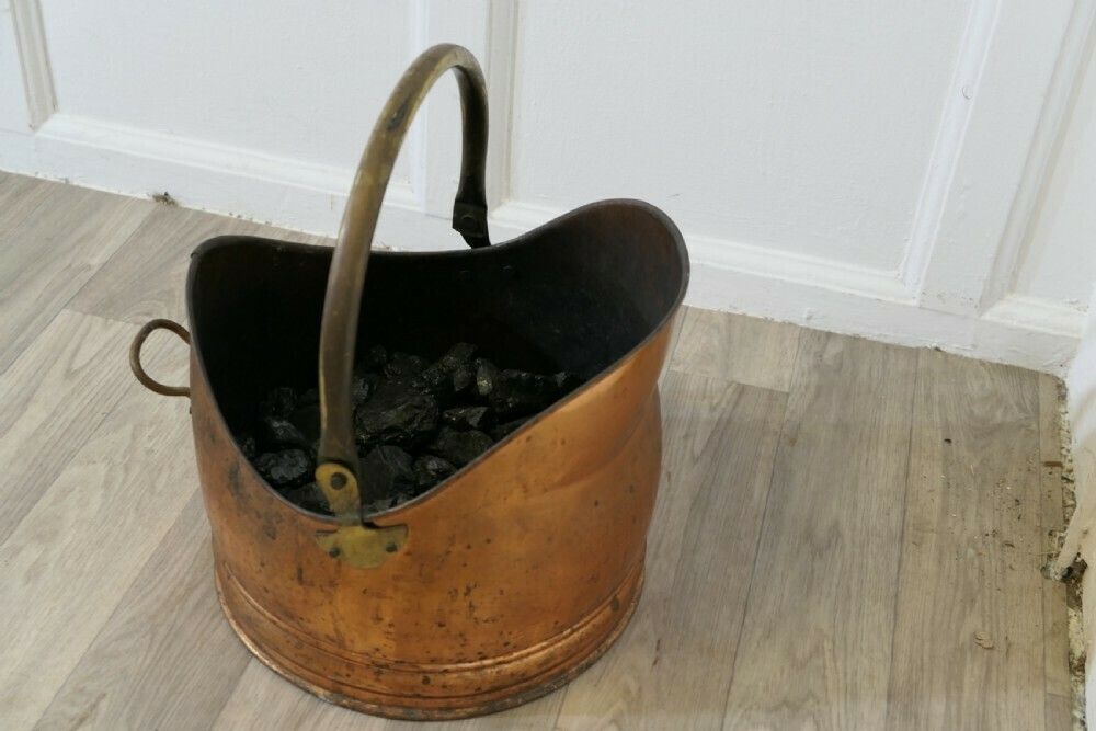 Arts And Crafts Beaten Copper Helmet Coal Scuttle photo furniture