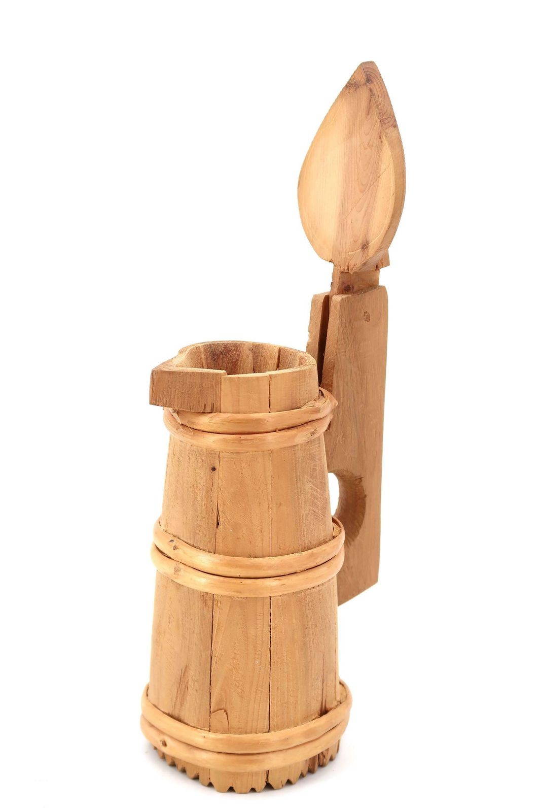 French Decorative Wooden Pitcher, 1950s / Vase, Boho Chic, Bohemian, Folk Art, Pot, Wood photo for sale